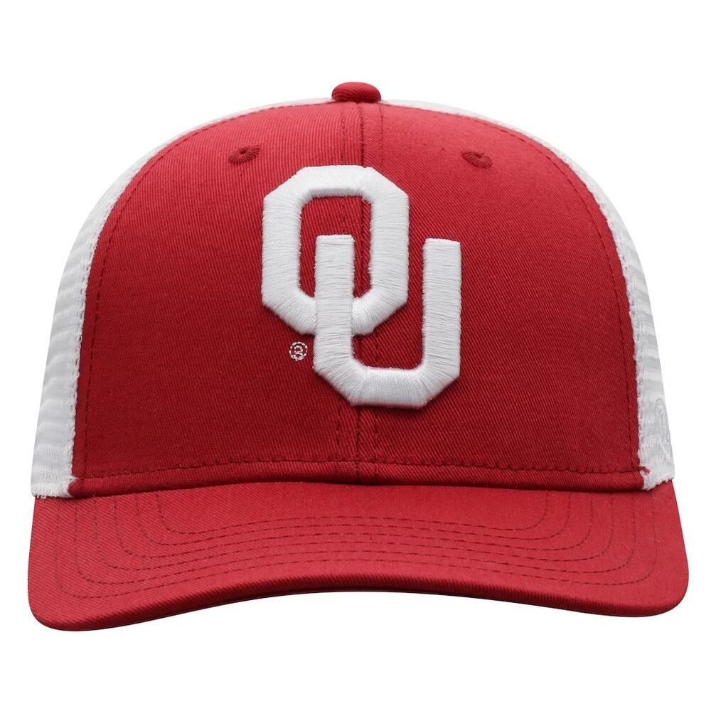 Top Of The World Snapback Hat Crimson/White Oklahoma Sooners Trucker